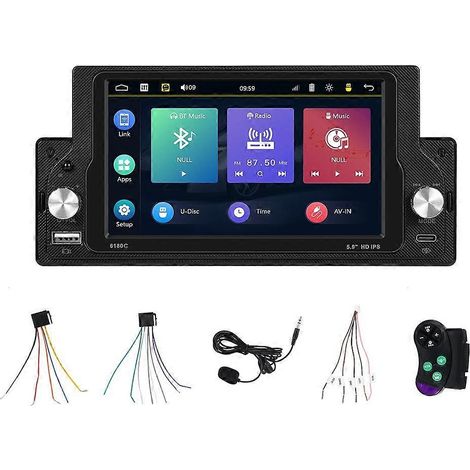 Autoradio 1 DIN 5,9 pouces avec Carplay et Android Auto, lecteur multimédia (1/5)