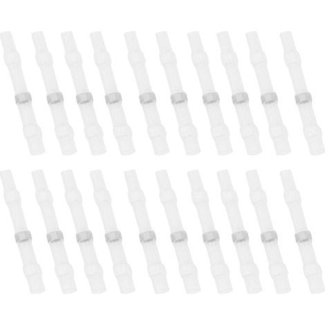 50 PCS Soudure Joint Fil Connecteurs Étanche Isolé Bornes De Fil Électrique Thermorétractable Épissure Butt pour Fil À Sertir Joint (Blanc) (Blanc) (1/4)