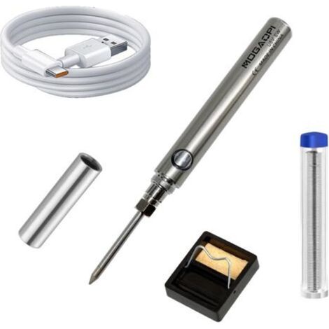 Kit de soudage USB 5 V / 8 W avec fer à souder réglable en température, étain inclus + support sécurisé (1/5)