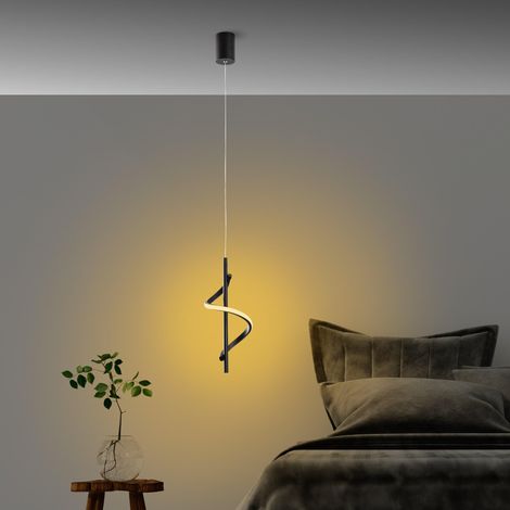 Lustre noir élégant, corps en métal, hauteur 50-100 cm, largeur 16 cm, LED 11 W 3000 K, éclairage élégant pour maisons et bureaux modernes, indice IP20 (1/5)