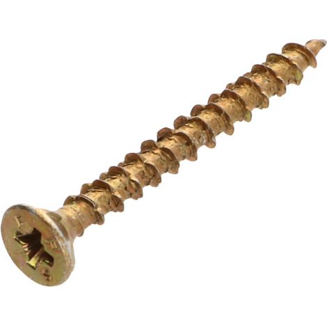 Vis bois TEKOR Tête fraisée Pozi N°2 5X50 Filetage total Pointe antifendage type 17 Bichromaté - 1 pièce (1/5)