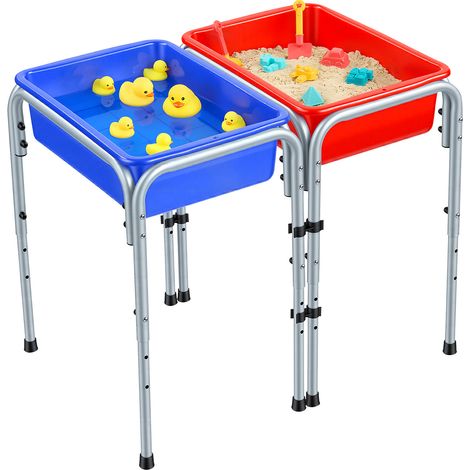 VEVOR Mesa Sensorial Infantil, Mesa de Juego de Agua y Arena para Niños de 3-6 Años, 3 Alturas Ajustables, 2 Cajas Desmontables, Patas Antideslizantes, Acero al Carbono, para Actividades al Aire Libre (1/5)
