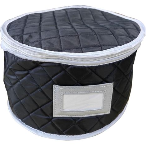 Boîte De Rangement Pour Vaisselle - Coque Rigide Ronde Avec Protège-Assiettes En Feutre - Pour Assiettes Tasses Bol Saladiers Verres - Noir - L (1/5)
