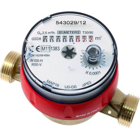 Compteur d'eau JS pour eau chaude, type GSD8-RFM, DN15 (1/2"), Q3=2,5 m3/h, R100/50,