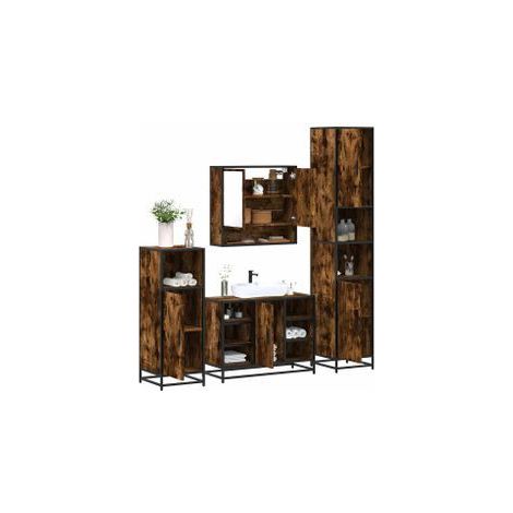 Ensemble meubles salle de bain 4 pcs chêne fumé bois ingénierie (1/5)