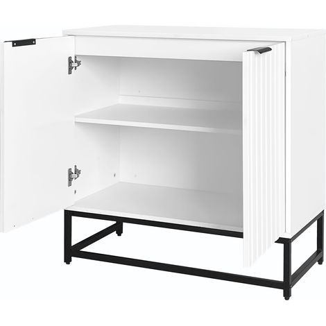 Sideboard mit 2 Türen, fester Innenablage und Metallgriffen, für Wohnzimmer und Flur, 80×40×80 cm, Weiß (1/5)