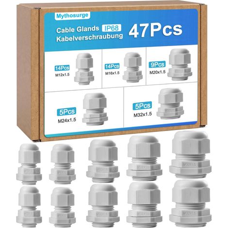 Lot de 46 presse-étoupes M20 étanches en plastique Connecteurs presse-étoupes pour maison, jardin, éclairage extérieur (1/5)