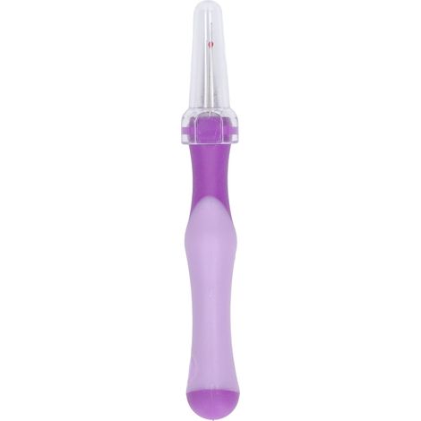 Découseur violet ergonomique forme ronde, couvercle de sécurité, couture, confortable en main, enlève fils (1/5)