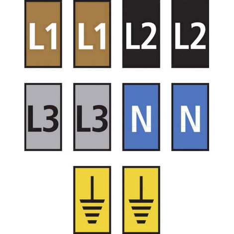 HellermannTyton WIC2-L1,L2,L3,N,Earth-PA66-MIX Kennzeichnungsclip Aufdruck L1, L2, L3, N, Erde  561-