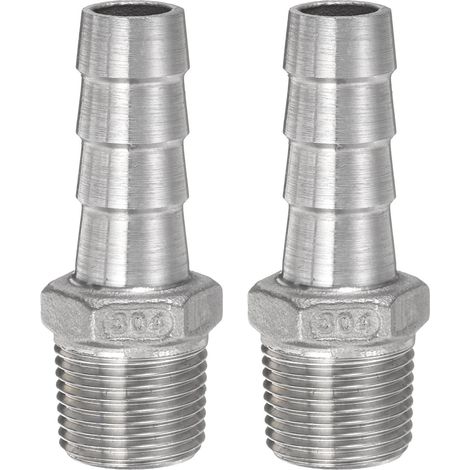 2 Raccords Tuyau Acier Inox 12mm Barbé G 3/8 Mâle Connecteur Air Eau Carburant (1/5)
