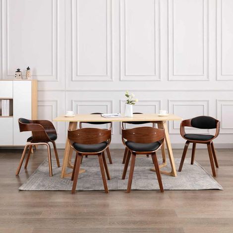 Lot de 6 Chaises de salle à manger - Chaises à dîner Bois courbé et similicuir BV893089 - BonneVie (1/5)