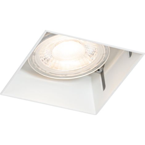 QAZQA Moderno Foco empotrado moderno blanco GU10 sin marco - Oneon Acero Cuadrada Adecuado para LED Max. 1 x 50 Watt