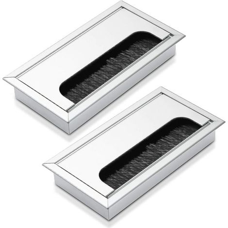 Lot de 2 passe-câbles en aluminium, 160 x 80 mm, passe-câble de bureau pour fils de bureau, ordinateur de bureau (1/5)