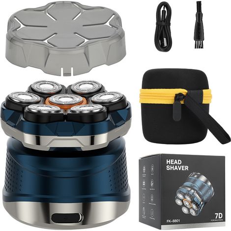 rasoir crâne homme 7D tête flottante IPX7 étanche rasoir électrique rechargeable wet dry barbe corps kit voyage 2026 (1/5)