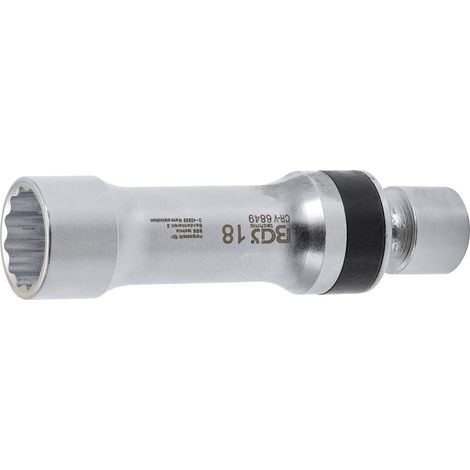 BGS  Junta  de  bujía  dodecagonal  con  resorte  de  retención  de  accionamiento  cuadrado  interior  10  mm  (3/8")  SW  18  mm  -  6849 (1/4)