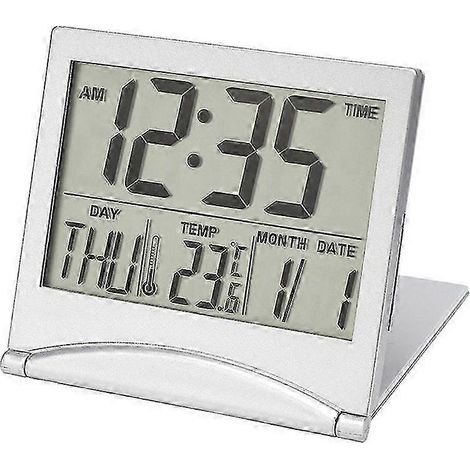 Réveil de voyage numérique - Pliable - Calendrier, Minuteur de température, Horloge LCD, Prévisions météo, Version B AF 1212 (1/5)
