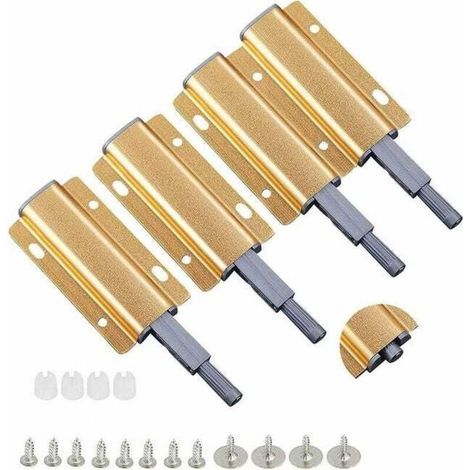 Push-to-open door latches, pack of 4 gold magnetic push-to-open cabinet latches (1/5)