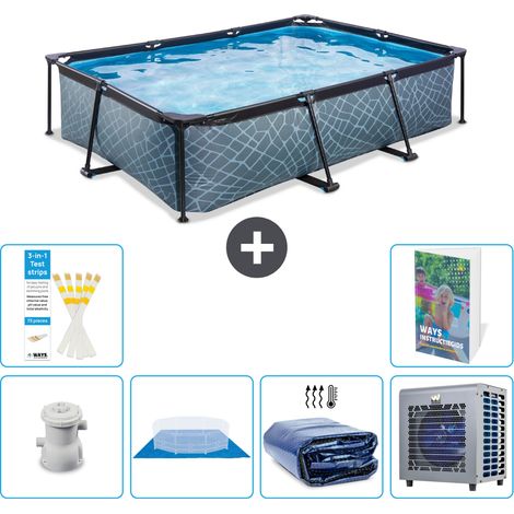 Exit-toys Piscina Exit Rettangolare - Effetto pietra - 300x200x65 cm - 7-pezzi S278 (1/5)