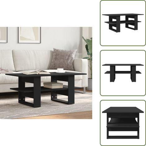 The Living Store Table basse noir 102x55x42 cm bois d'ingénierie - Table Basse - Meuble Salon - Table D'appoint - Table Côté Canapé - Décoration Intérieure (1/5)