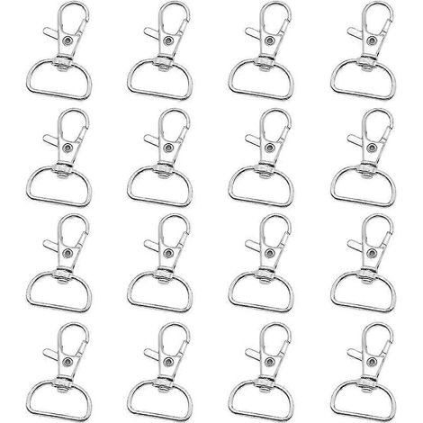 Lot de 20 porte-clés argentés avec mousquetons rotatifs à 360° et pinces de homard (cadeau). (1/5)