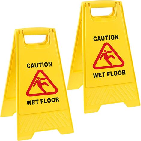 2 x ''A' Frame Double Sided Yellow Wet Floor Warning Sign