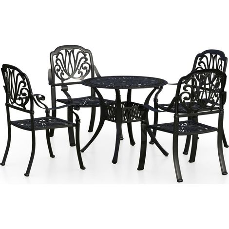 Set da giardino bistrot mobili da giardino per esterno 5 pezzi in alluminio pressofuso nero