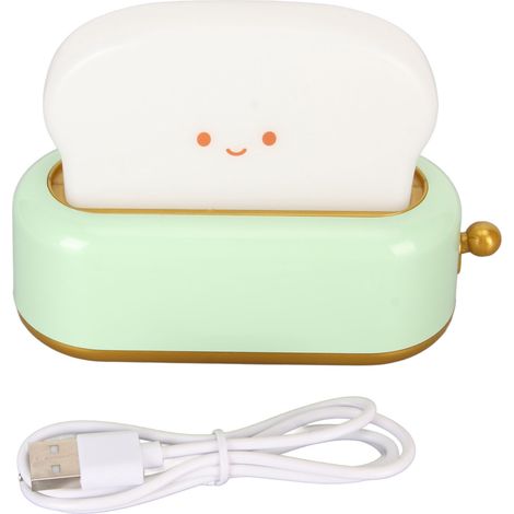 Lampe grille-pain en forme de pain, veilleuse rechargeable USB, lumière chaude réglable, petite lampe de bureau verte (1/5)