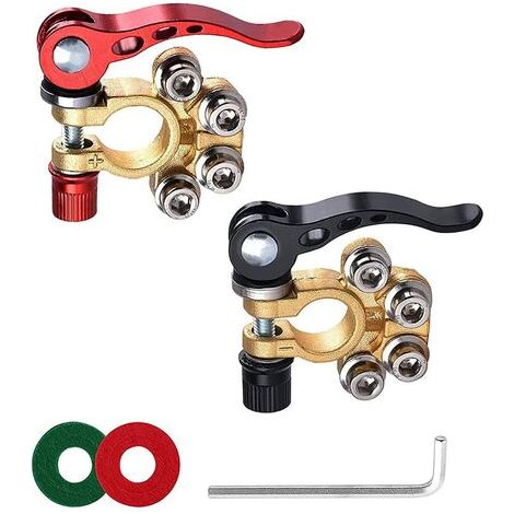 LaBlanc - Terminale batteria, 2 pezzi Terminale batteria, Terminale positivo e negativo batteria auto, Terminali batteria con chiave a brugola, Connettore batteria adatto per auto
