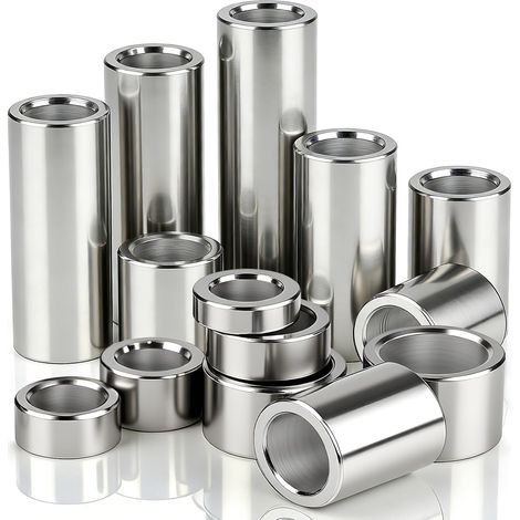 6 pièces entretoise M10 10 mm diamètre intérieur x 14 mm diamètre extérieur x 30 mm l INOX 304 rondelle circulaire sans filetage intérieur, rondelle de surface pour vis M10, boulons et tiges (1/5)