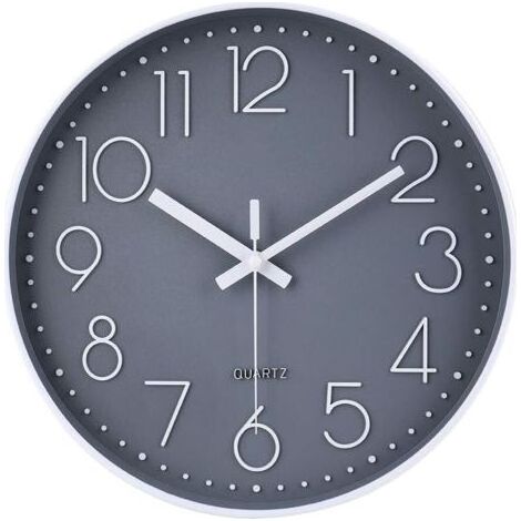 Moderne, geräuschlose Wanduhr, kein Ticken, geräuschlose Wanduhr für Schlafzimmer, Küche, Wohnzimmer – Grau – 30 cm (1/5)