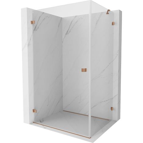 Mexen Lunar-B Duschkabine schwenkbar links 85 x 80 cm, transparent, gebürstetes Kupfer - 832-085-080-65-00-L (1/5)
