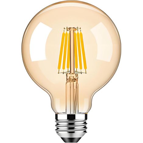E27 G95 Vintage Edison LED Ampoule, 6W équivalent 60W, 600LM 2700K Blanc Chaud, Verre à filament Ambre, AC 220-240V, 360° Angle de Faisceau, Non-Dimmable, ampoule décorative, 1 Pcs (1/5)