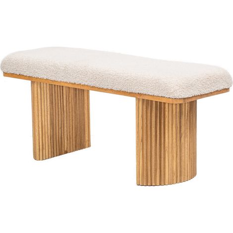 Banc d'entrée scandinave en bois hévéa – Assise circulaire 100x35cm – Hauteur 46cm – Structure certifiée FSC – Entretien facile – Nordlys