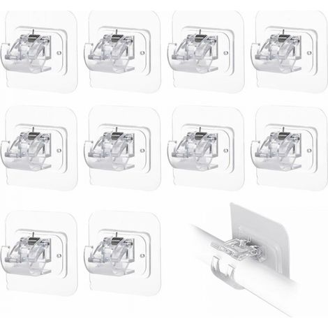 Set mit 10 Gardinenstangenhalterungen, kein Bohren erforderlich, selbstklebend, transparent und klar