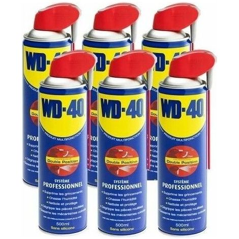 Wd-40 – Lot de 6 lubrifiants multifonctions 500ml – Dégrippant, nettoyant, protecteur – Chasse l'humidité et prévient la rouille (1/3)