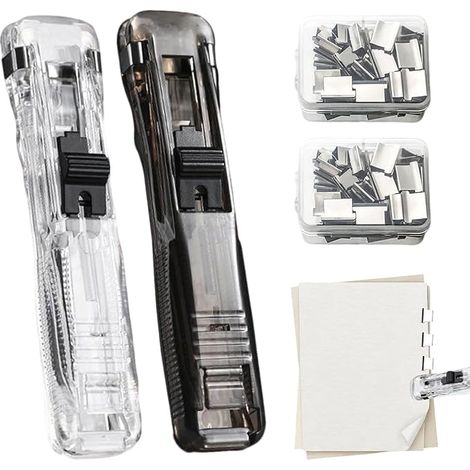 Stapler Office 2 Pieces Stapler Office 100 Nachfüllklammern Stapler Staple-Free Reusable Creative Stapler Agraph for Binden und Organisieren Von Bürodokumenten (1/3)