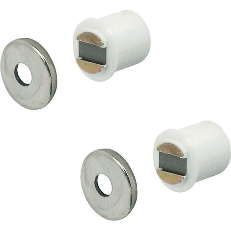 2x fermeture magnétique loqueteau avec contre pièce aimant blanc placard porte meuble cuisine salle de bain (1/2)