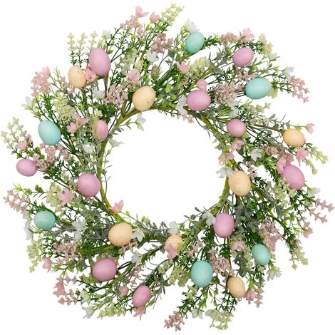 Guirlande De Pâques - Œufs En Plastique Pastel Et Branches Mixtes - Décoration Printanière Pour Porte Mur Fenêtre - 45 Cm - 1 Pièce (1/5)