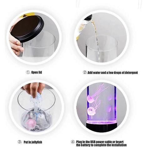 LED-Quallen-Nachtlicht mit Fernbedienung, USB-betriebener Beleuchtung – Weiß