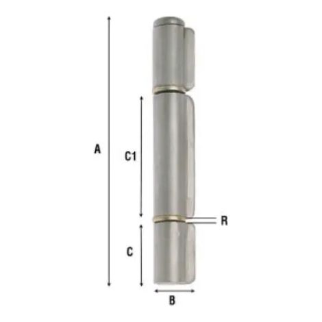 CERNIERA SALDARE 1229 ACCIAIO LUCIDO  A=100 B=18 C=21,5 C1=46 R=2 d.14,5 sp.2,2