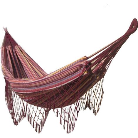Hamac double avec franges bordeaux