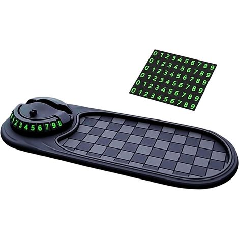 Tapis Antidérapant Voiture Tableau de Bord, Support Téléphone 360° avec Numéro de Stationnement pour Décoration De Voitures,Lunettes, Clés, Téléphones (1/5)