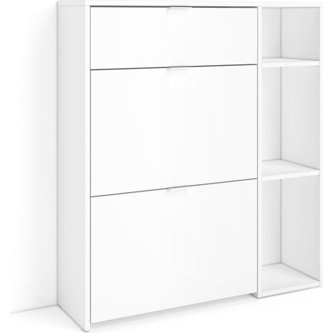 Skraut Home - Schuhregal, Schuhschrank, Schuhaufbewahrung, 90x27x102cm, 10 Paar Schuhe, Schuh Organizer, Moderner Stil, Weiß (1/5)