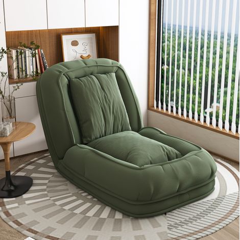 Divano letto pieghevole ergonomico 80x22x87 cm, 5 posizioni regolabili, salvaspazio, tessuto e metallo verde (1/5)