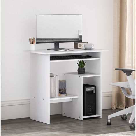 Computertisch 80 x 45 cm mit Tastaturauszug, offenen Ablagen, weiß HAVRYA (1/5)