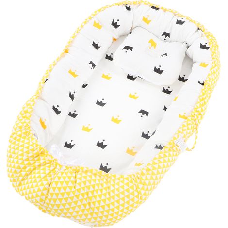 Couverture de transat pour bébé pliable, douce, respirante, lavable et amovible, motif couronne jaune, 50 x 85 cm (1/5)