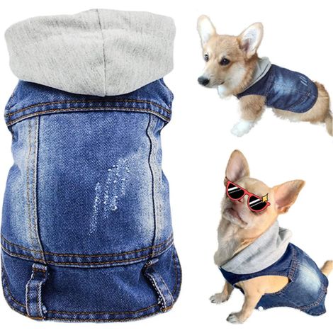 Vêtements pour animaux de compagnie Vêtements à capuche pour chien Jeans à capuche pour animaux de compagnie Gilet pour chien