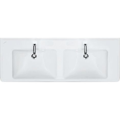 Lavabo double LAUFEN PRO A 1300 x 480 mm avec trop-plein, 1 trou pour robinetterie design Bahama beige LAUFEN