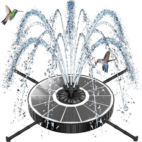 Fontaine Solaire Extérieure Flottante, 3.5W Pompe pour Bassin Jardin 2026 Améliorée, 3 Hauteurs de Jet, Fontaine Solaire avec 8 Buses & 4 Tiges Rotative pour Bain d'oiseaux Fontaines Extérieure