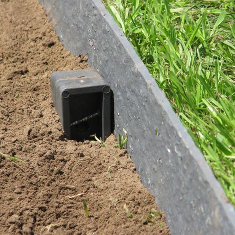 Piquets de fixation pour bordure de jardin – Lot de 10 – 38 cm – Plastique recyclé – Pour terrains accidentés – Couleur gris – Ecolat (1/2)